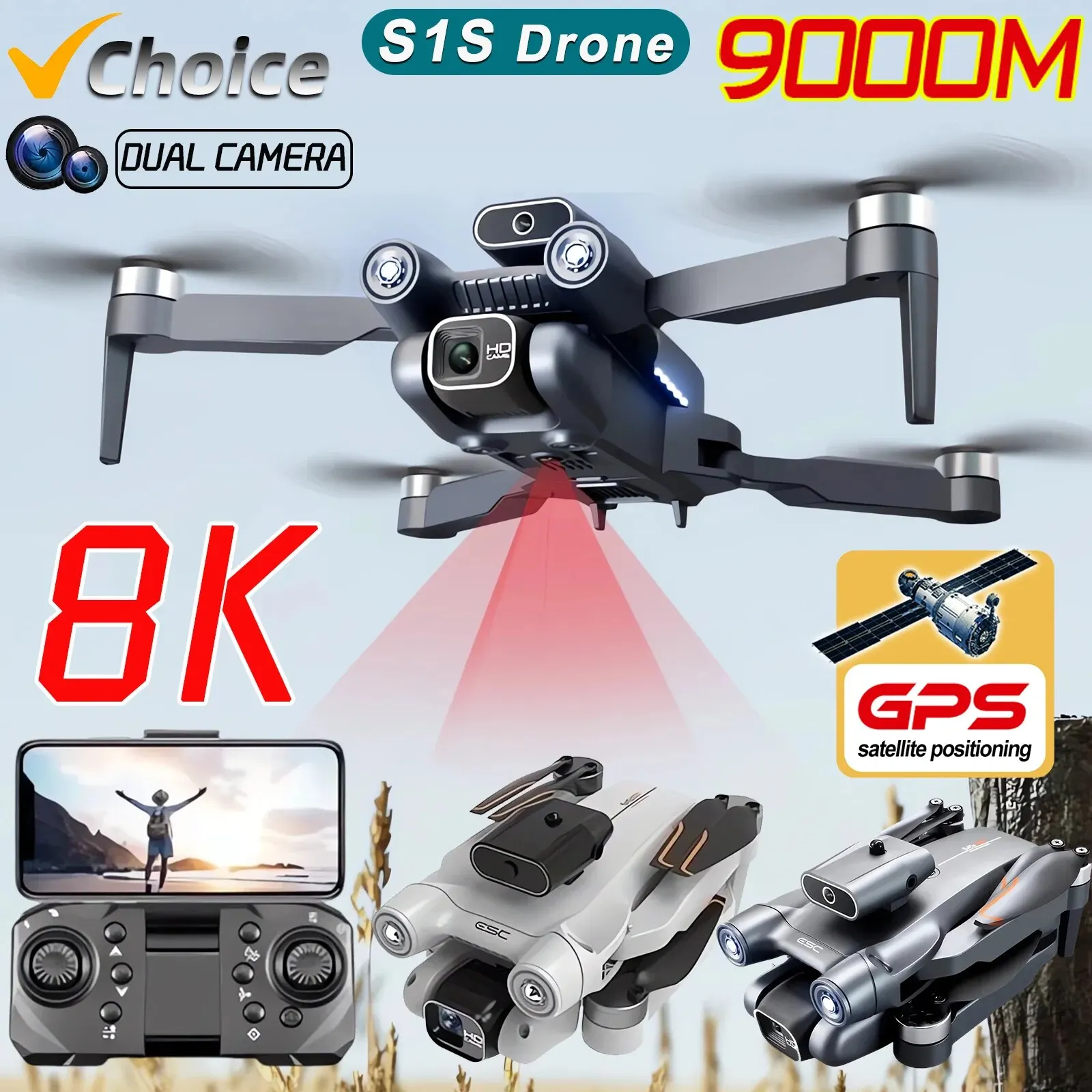 New S1S 5G GPS Drone Camera 8K - Drone Kit Professional recension och pris